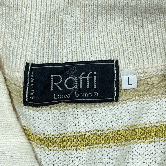 Vintage Grandpa Sweater Men Large Green Blue Geometric Colorblock Collared Italy - Picture 4 of 11